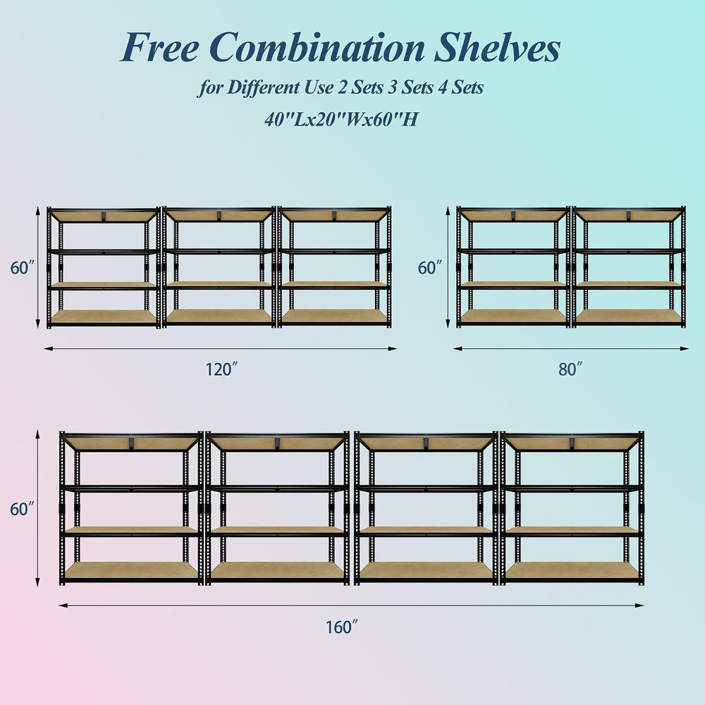 GarveeTech Garage Storage Shelves 4 Tiers, 2000 Lb Capacity Heavy Duty Metal ...