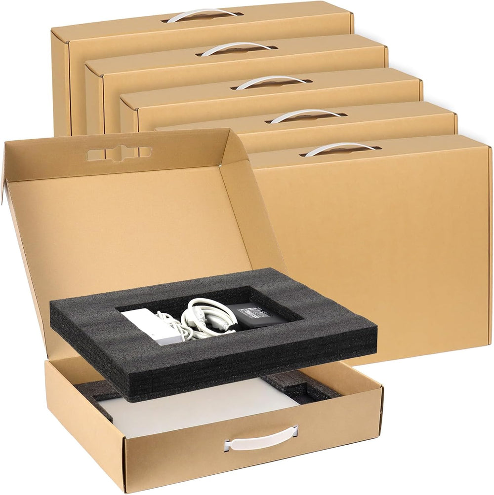 5 Pack Laptop Shipping Box with Foam, Secure Cardboard Laptop Box for Shippin...