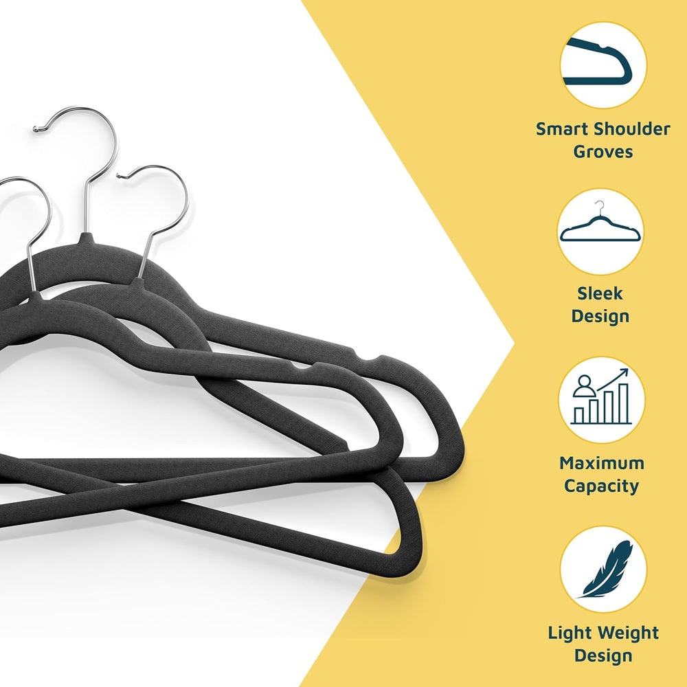 Lifemaster Velvet Non-Slip Plastic Hanger Set - 100 Pieces Non-Slip Clothes H...