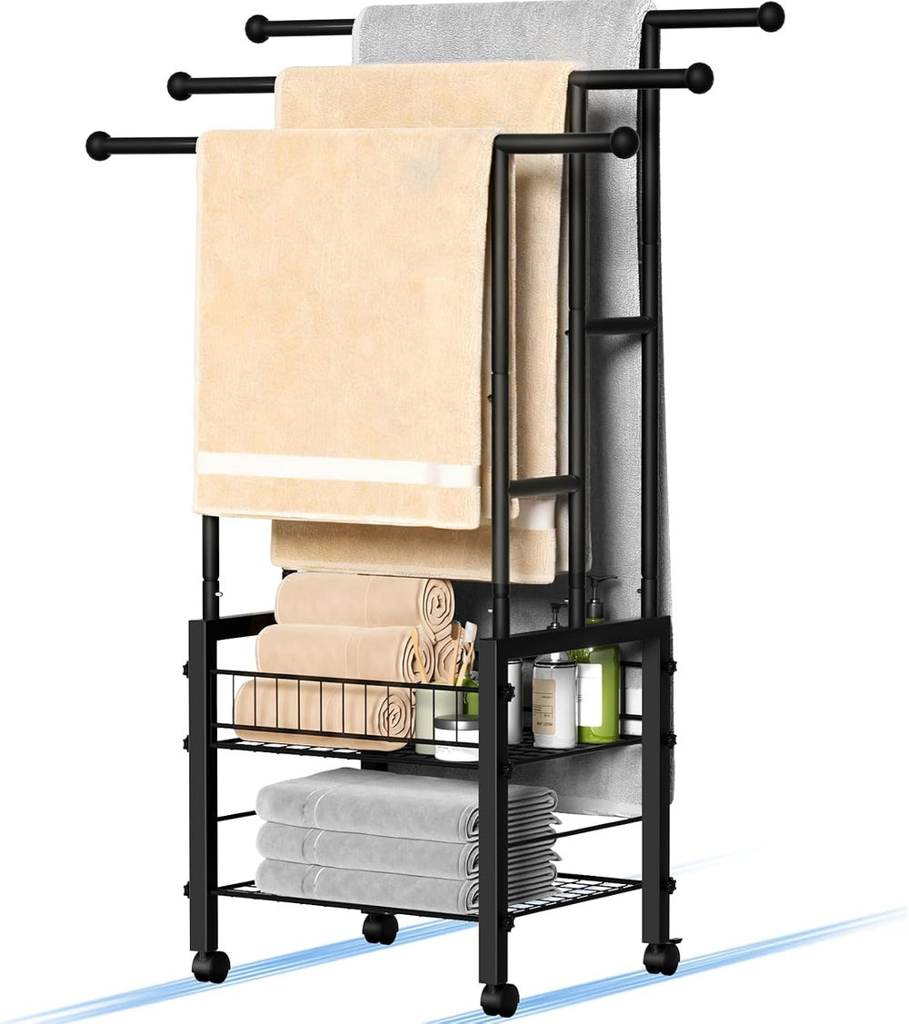 Kayfia 42.7'' Standing 3 Tier Alloy Steel Towel Rack with Basket &amp...