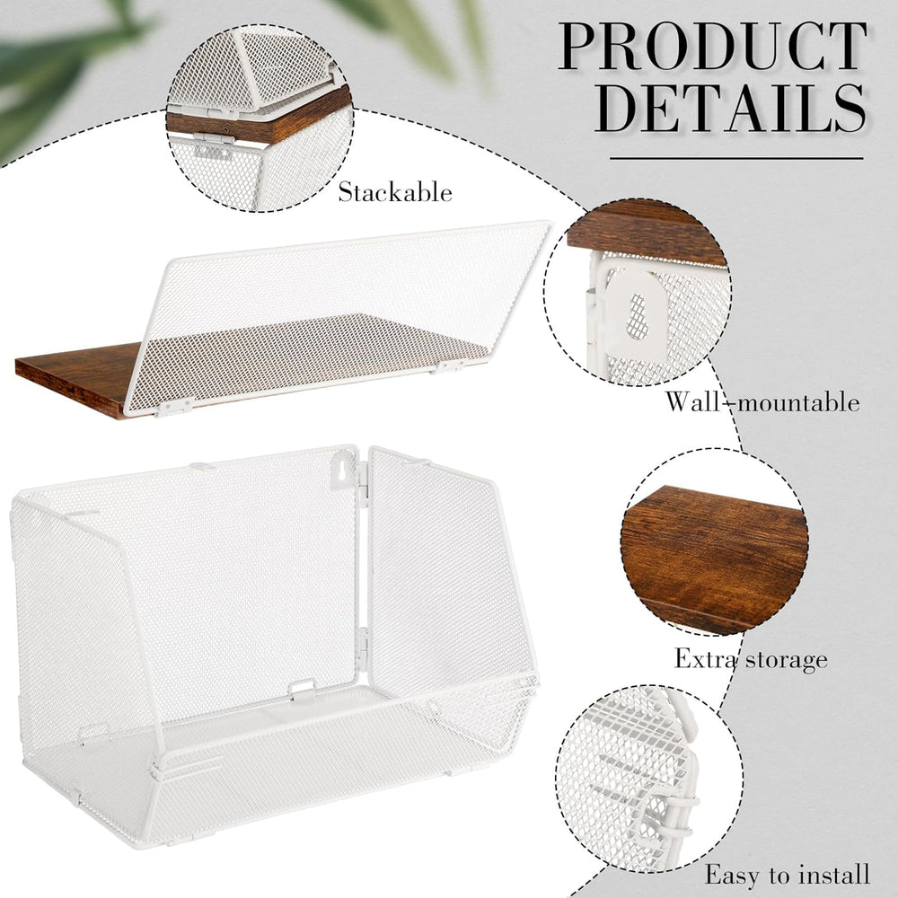 Teenyyou 2 Pcs Fruit Basket with Lid, Non-removable, White, 8.3"w & ...