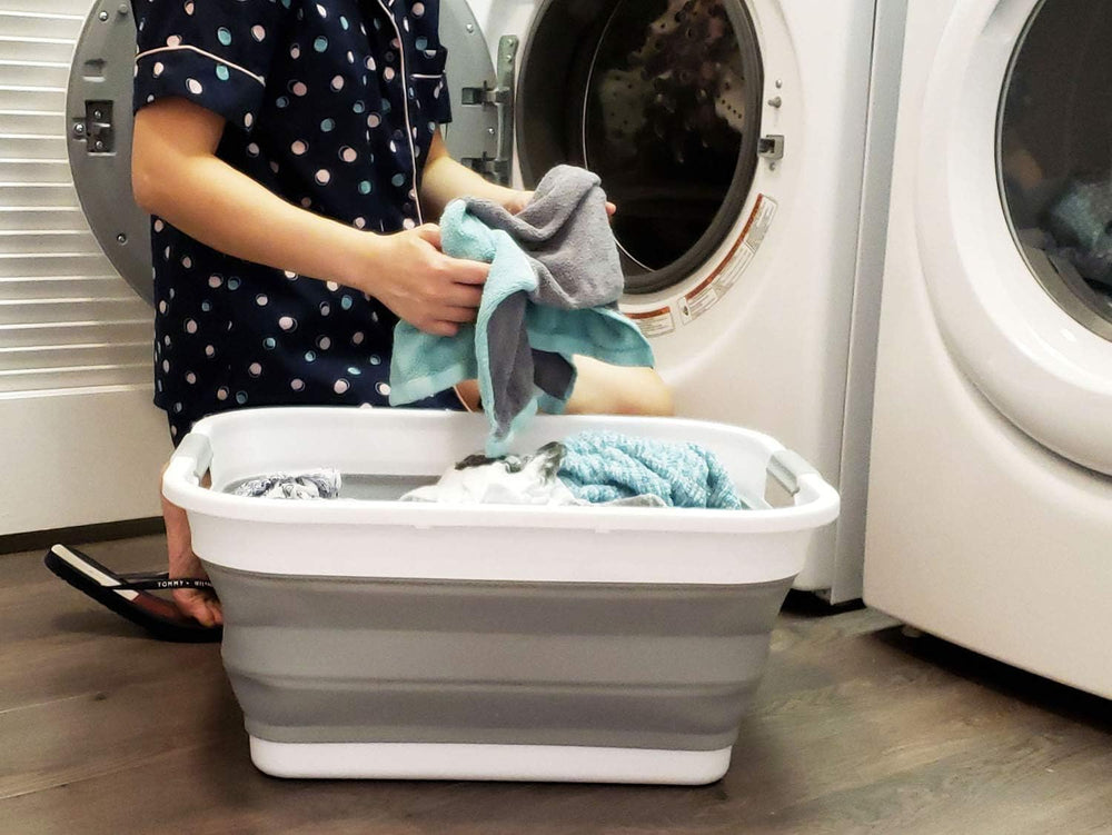 SAMMART Set of 2-41L(10.8 gallon) Collapsible Plastic Laundry Basket-Pop Up S...