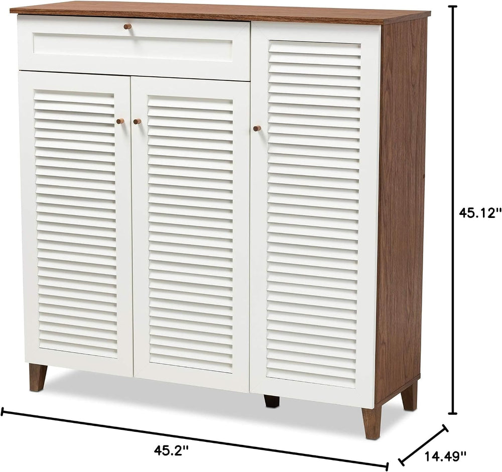Baxton Studio Shoe Cabinets, White/Walnut