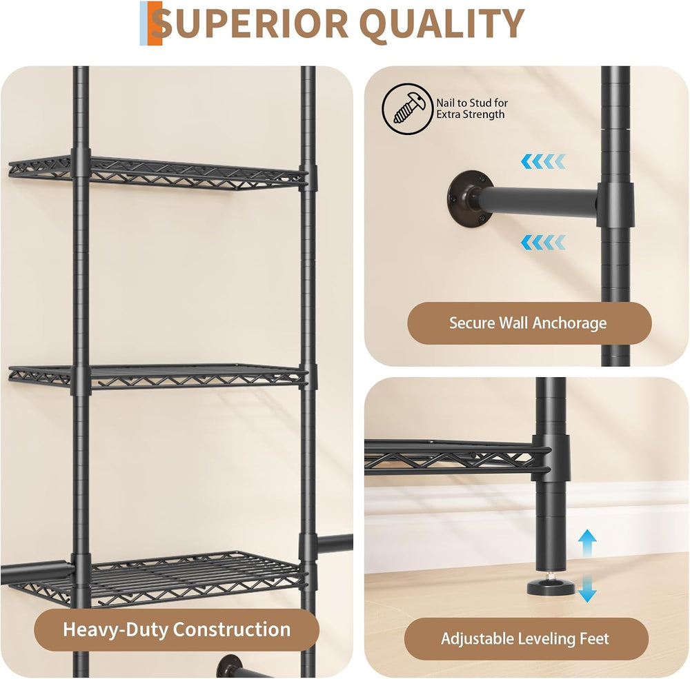 L3 Wall Mounted Pipe Closet System, Matte Black
