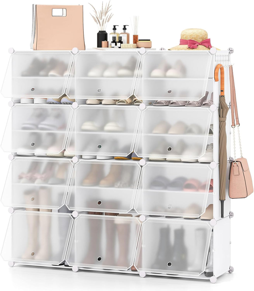 GOFLAME Portable Shoe Rack Organizer, 48 Pairs Expandable Modular Shoe Storag...