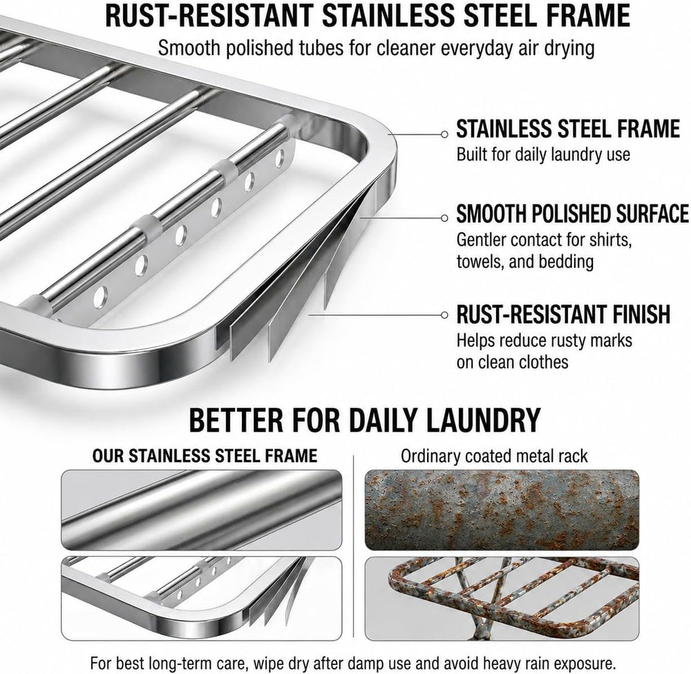 Stainless Steel Clothes Drying Rack, 71-Inch (180cm) Heavy Duty Rust-Resistan...