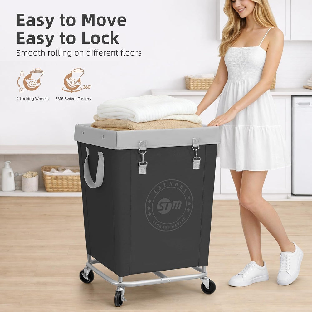 STORAGE MANIAC Commercial Laundry Hamper with Heavy Duty Steel Frame, 160 L I...