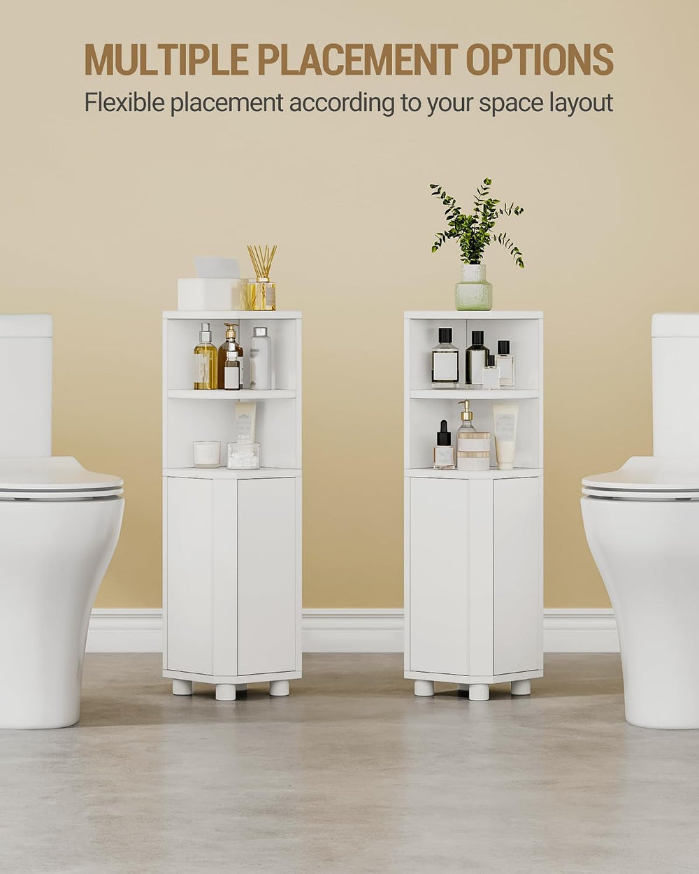 Hzuaneri Corner Cabinet, Small Bathroom Corner Cabinet with Doors