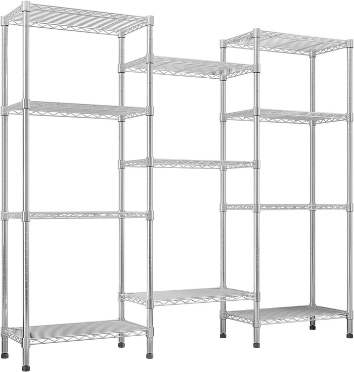 4- Shelf Metal Shelving Unit Adjustable Storage Shelves Heavy Duty Shelving Steel Wire Shelving for Laundry Bathroom Kitchen Garage