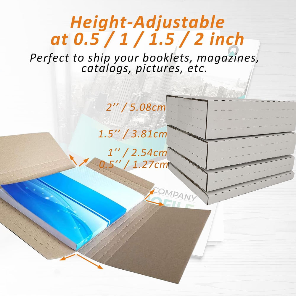 50 Pack 12-1/8" x 9-1/8" x 2" Corrugated Easy-Fold Mailer, Hei...