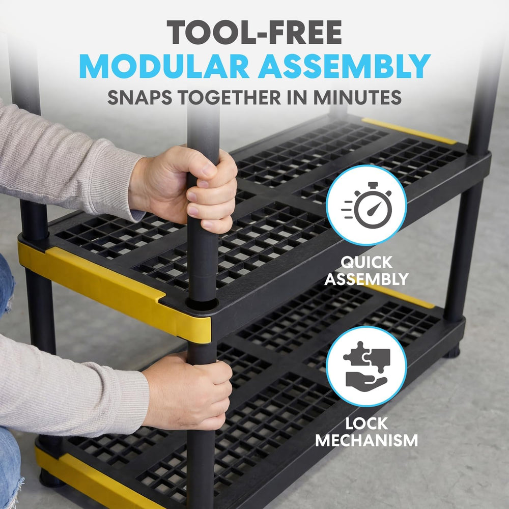 Simpli-Magic 4-Tier Heavy Duty Plastic Storage Shelving Unit, Garage & Ba...