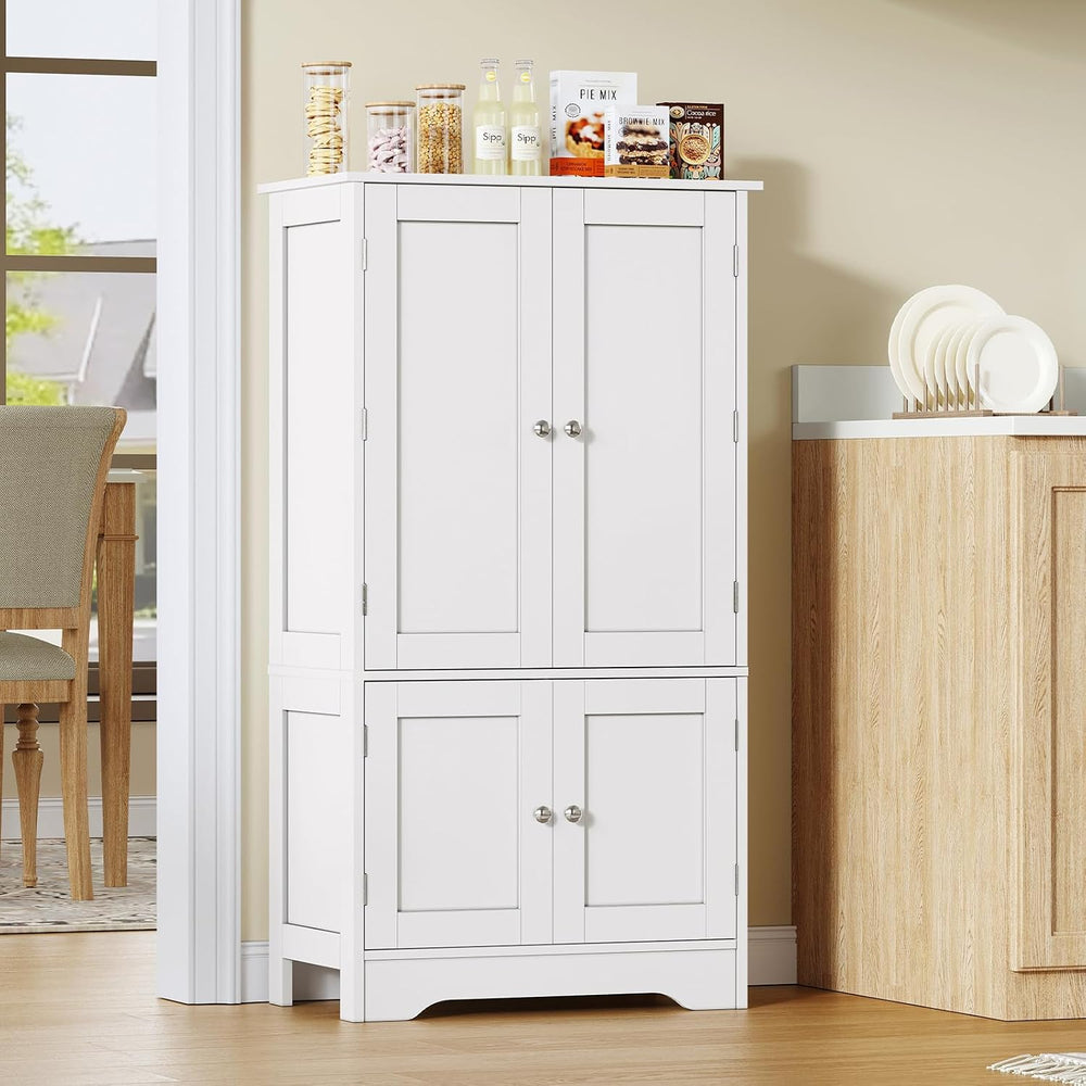 43"H Pantry Cabinet with 4 Doors, Kitchen Cabinet with 6 Door Shelves