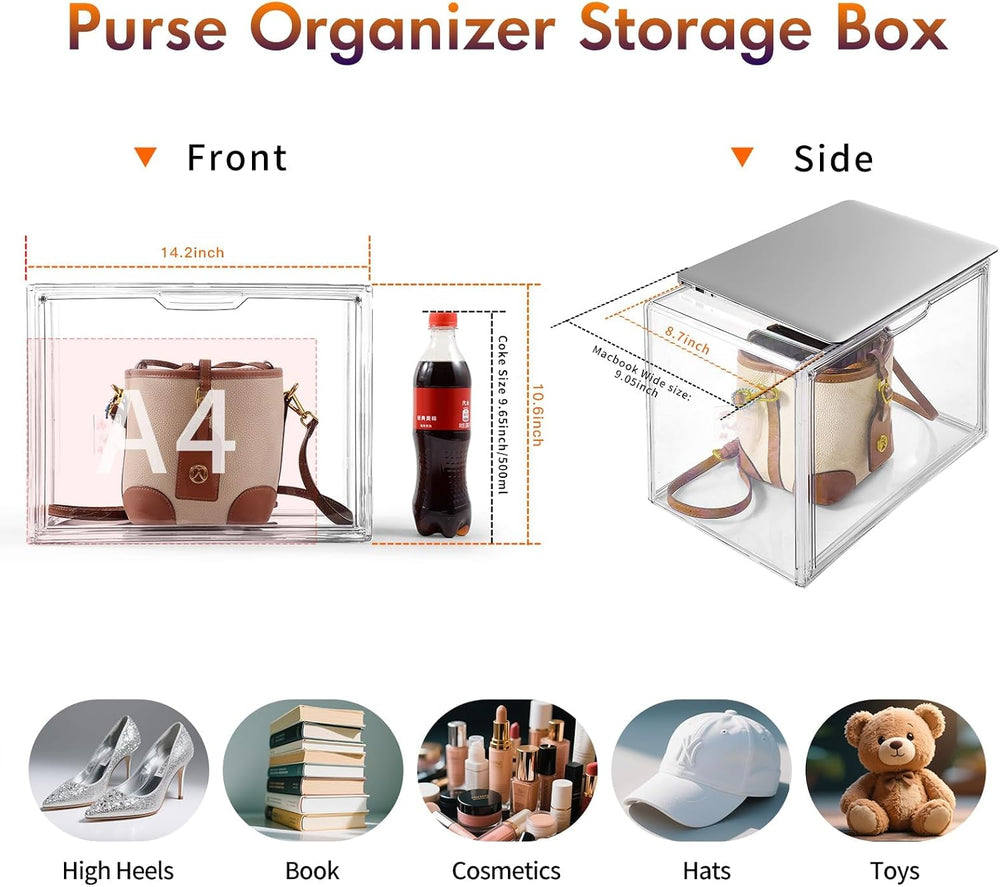 starogegc Purse Organizer for Closet, Clear Acrylic Display Case, 5Pack