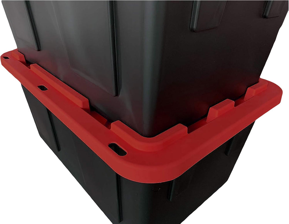 MonsterRAX 27 Gallon Storage Bins - Stackable, Lockable, 5-pack (Red)