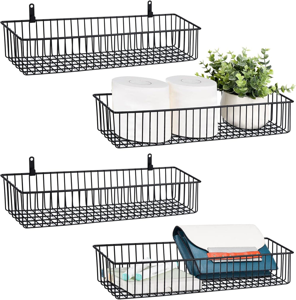 Farmhouse Décor Metal Wire Organizer Storage Basket Bin(4 Pack)-Toilet Paper ...