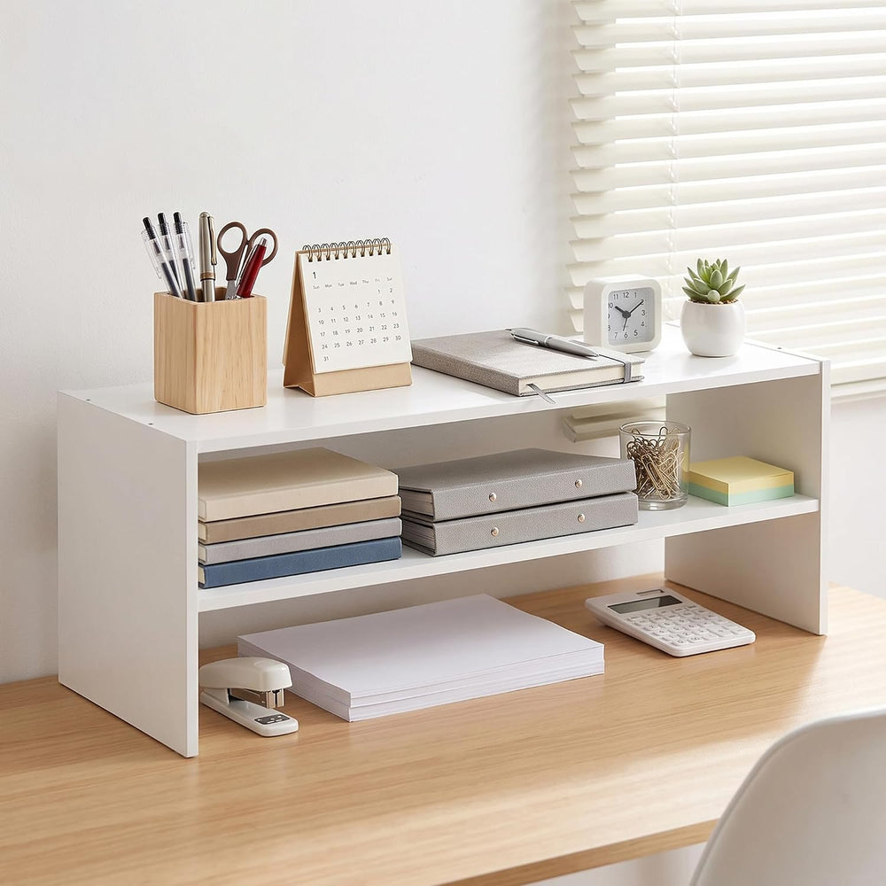 Whitmor Stackable 31" Extra Wide 2-Shelf Storage Organizer, White