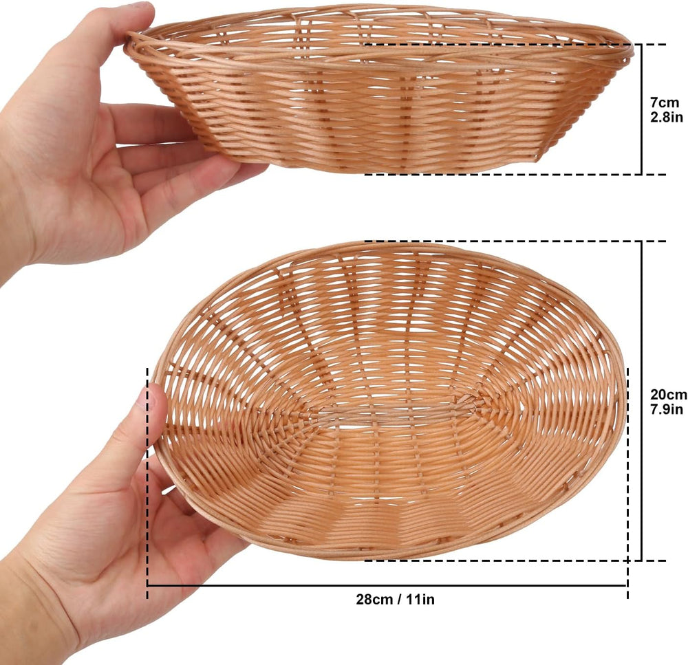10 Pack 11 Inches Oval Wicker Bread Basket