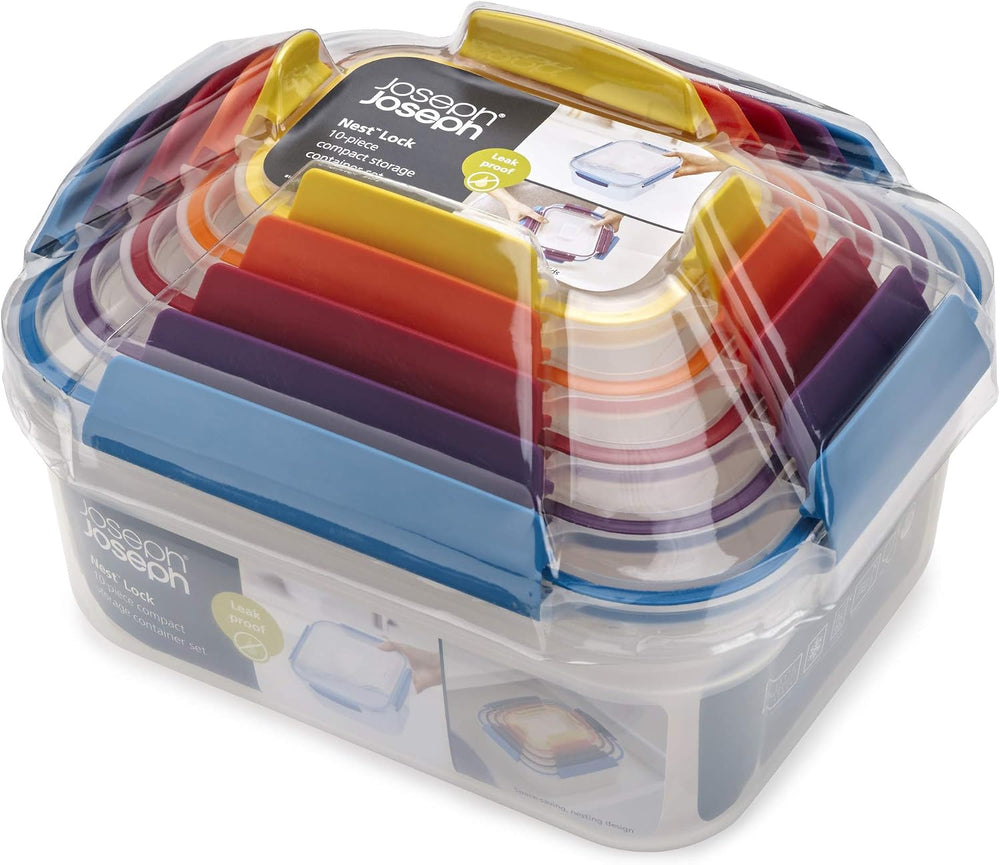 Joseph Joseph Nest Lock Airtight Leakproof Food Containers, 10-Piece Set