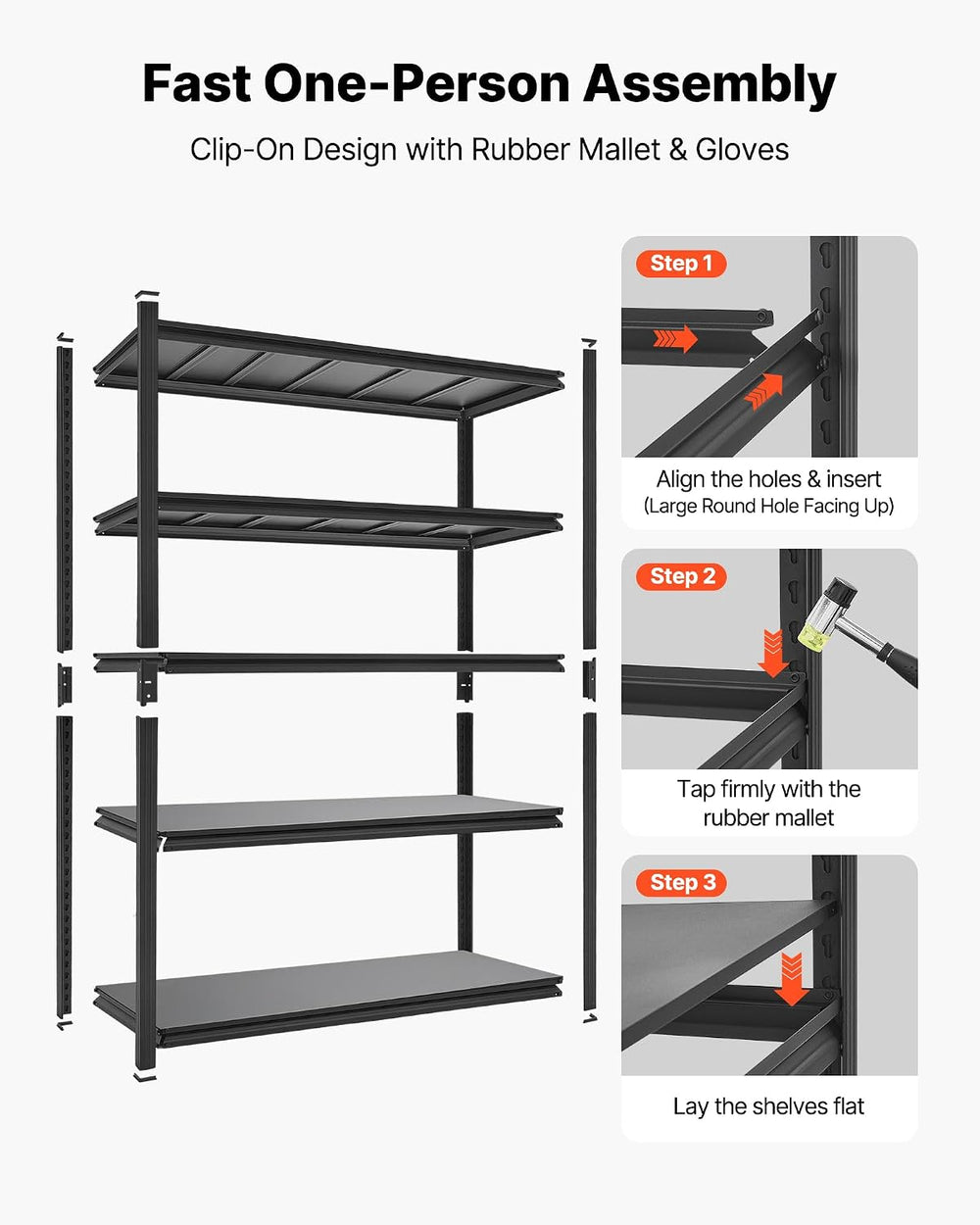 VEVOR Garage Shelving, 5-Tier Adjustable Storage Shelves, 3000 lbs Heavy Duty...