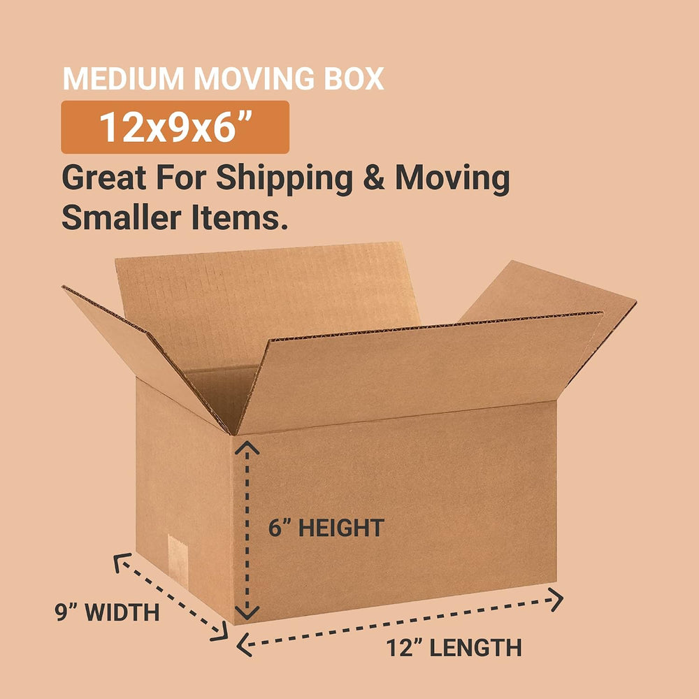 BOX USA Shipping Boxes Small 12"L x 9"W x 6"H 25-Pack - Corrug...