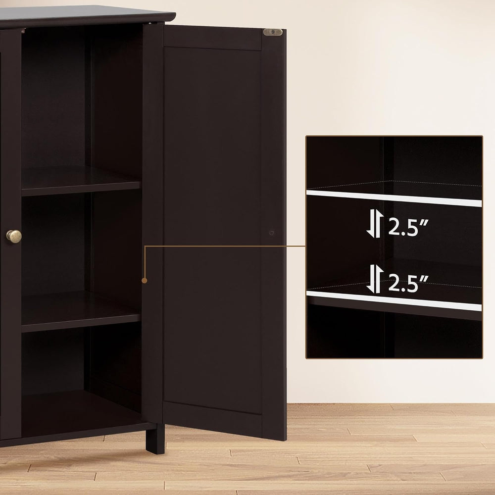 Yaheetech Small Bathroom Storage Cabinet for Towels with 2 Doors, Espresso