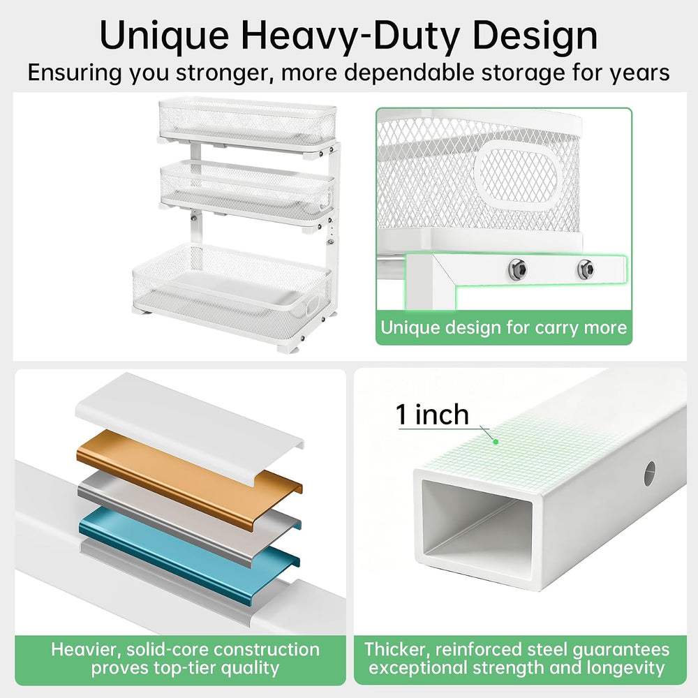 2-Pack 3-Tier Under Sink Organizer, Slide Out Cabinet Storage, Kitchen/Bath