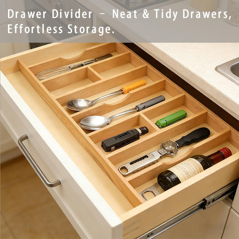 Silverware Drawer Organizer - Trim-to-Fit with Adjustable Dividers for Kitche...