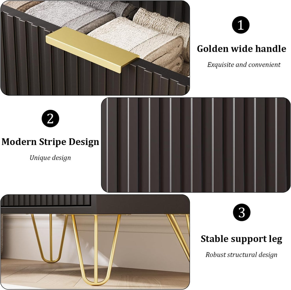 MAISONARIA Black 3 Drawer Dresser for Bedroom, Modern Closet Dressers Chest o...