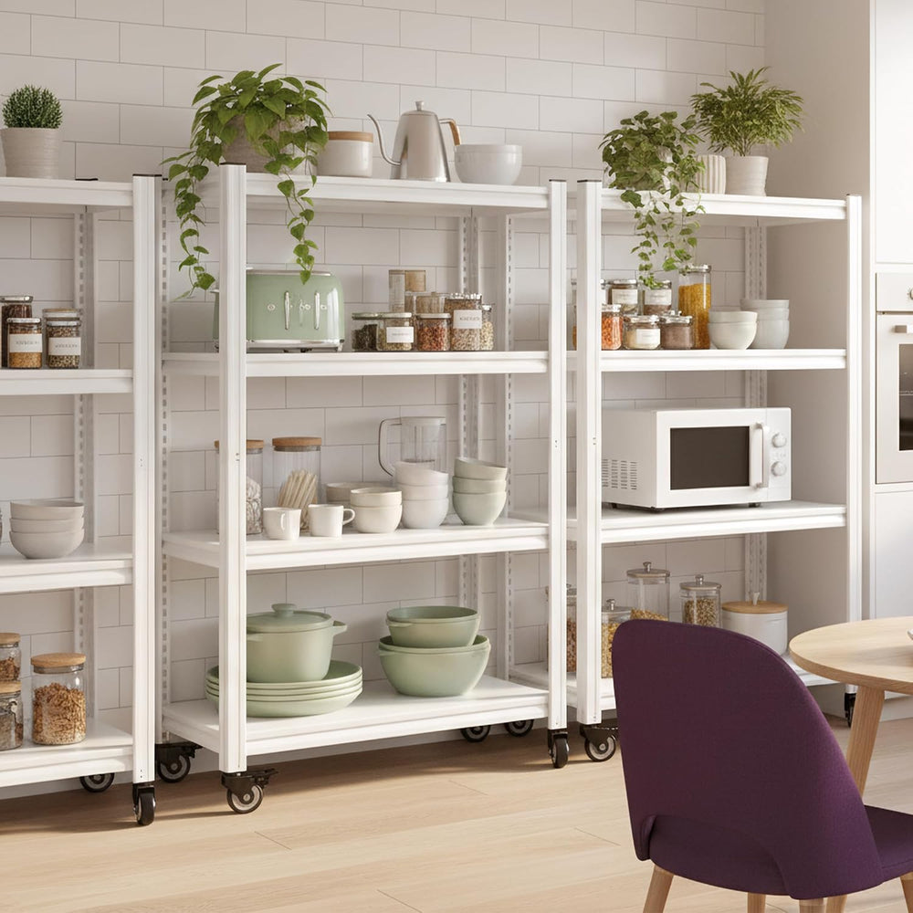 REIBII Adjustable Rolling Storage Shelve for Kitchen Pantry Closet Boutique