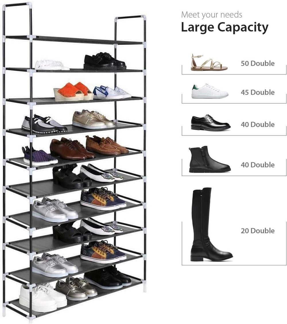 10 Tiers Shoe Rack Non-Woven Fabric Shoe Organizer, Shoe Storage Tower Cabine...