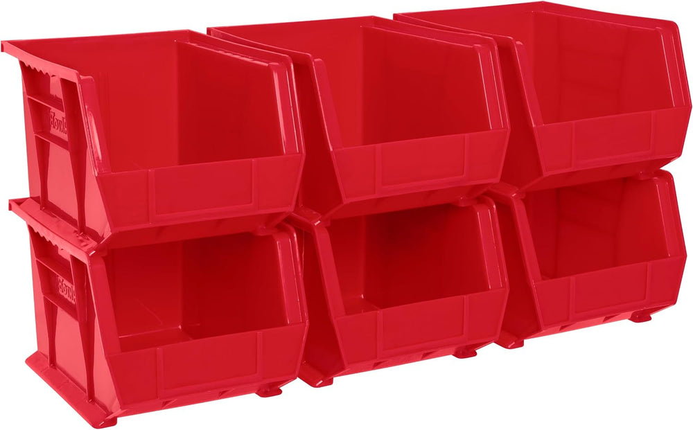 Akro-Mils 30239 AkroBins Plastic Storage Bins, 11"x8"x7", Red,...