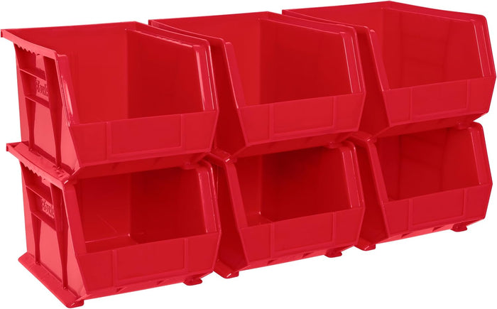 Akro-Mils 30239 AkroBins Plastic Storage Bins, 11"x8"x7", Red, 6-Pack