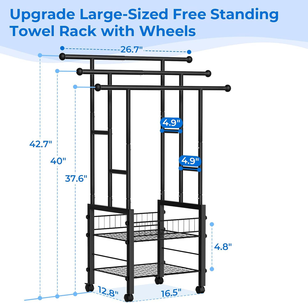 Kayfia 42.7'' Standing 3 Tier Alloy Steel Towel Rack with Basket &amp...