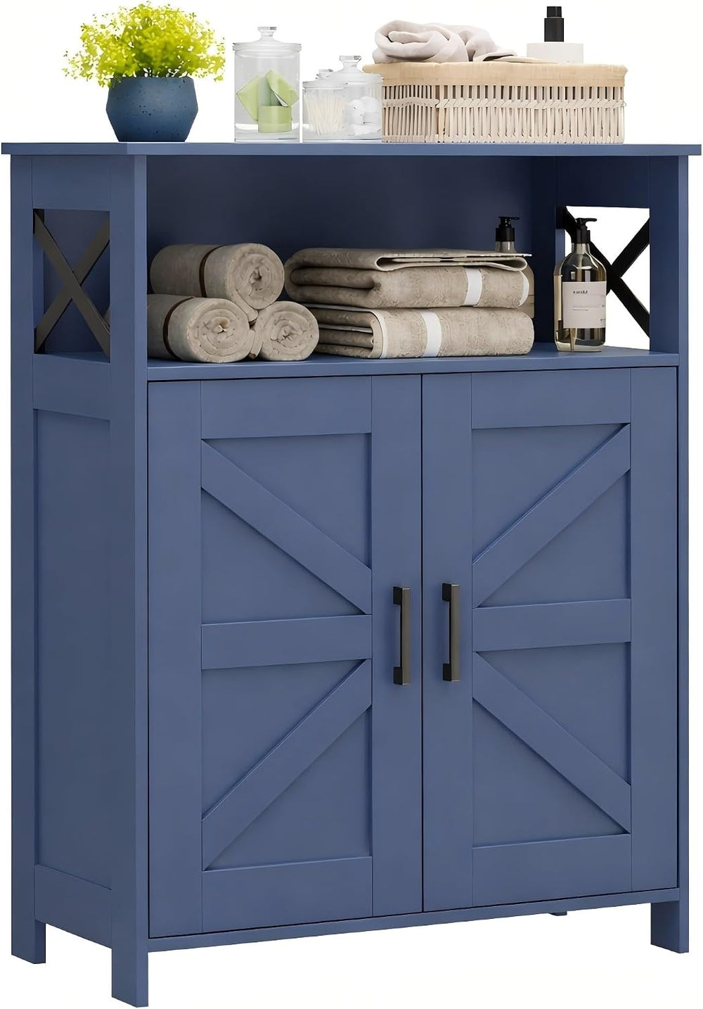 Homhedy Farmhouse Bathroom Storage Cabinet with Doors, Small Floor Cabinet