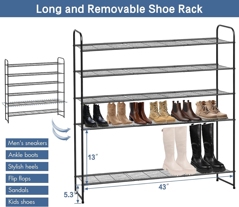 KEETDY Large Shoe Rack 6 Tier Organizer Tall Metal Shoe Organizer for Entrywa...