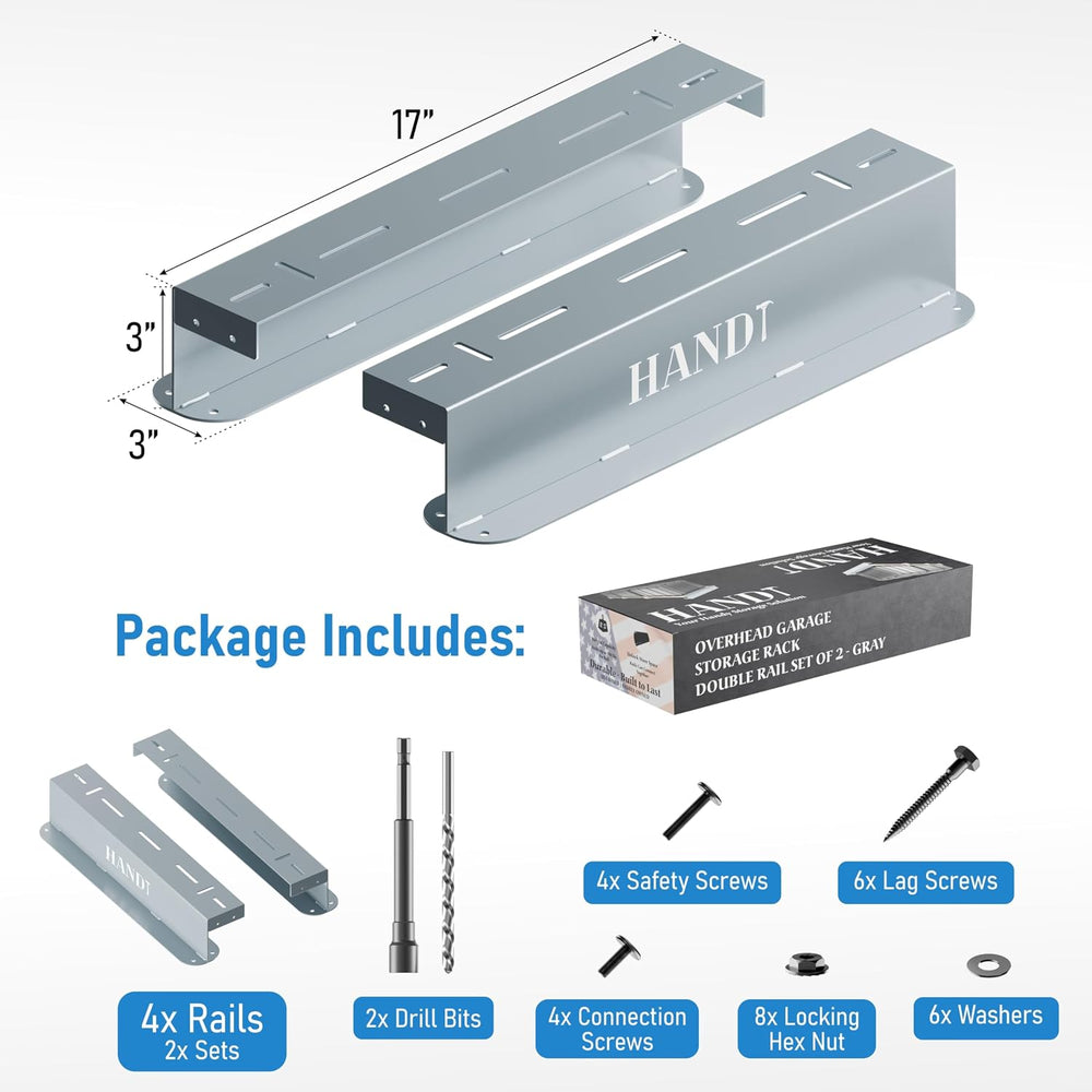 USA Based Overhead Garage Storage Rack, Connectable Heavy Duty Metal Ceiling ...