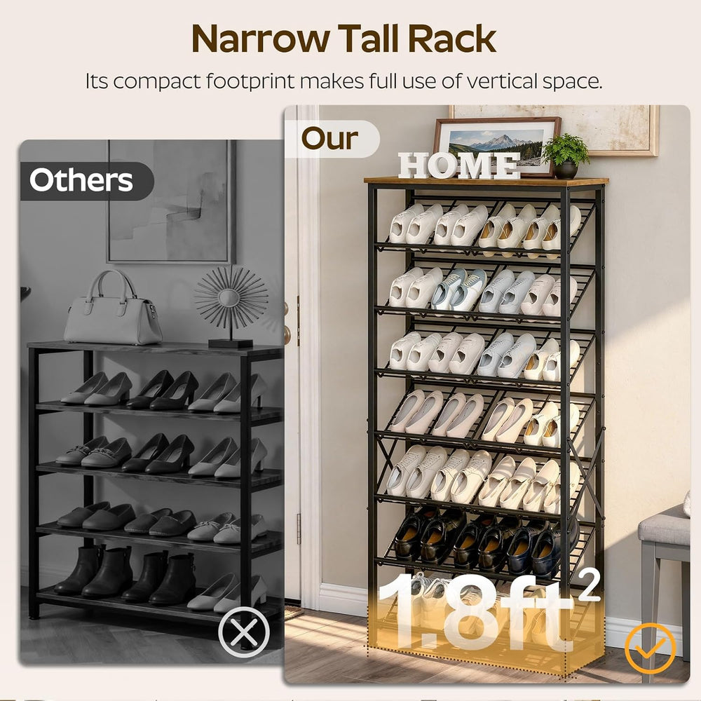 YATINEY 8-Tier Tall Shoes Rack, Slim Shoe Organizer for Entryway, Large-Capac...