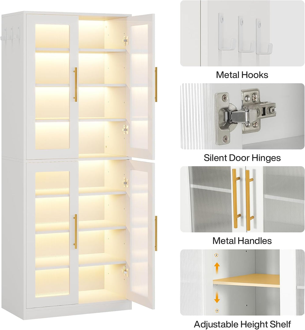 Tribesigns Tall Shoe Storage Cabinet with Acrylic Doors and LED Lights, 8-Tie...