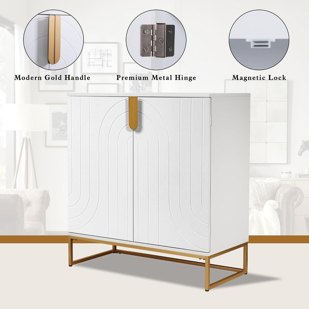 HLR Sideboard Buffet Cabinet with Storage, Modern Accent Cabinet Adjustable S...