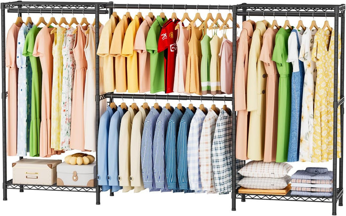 SINGAYE Heavy Duty Portable Closet Metal Clothes Racks Wardrobe with Shelf