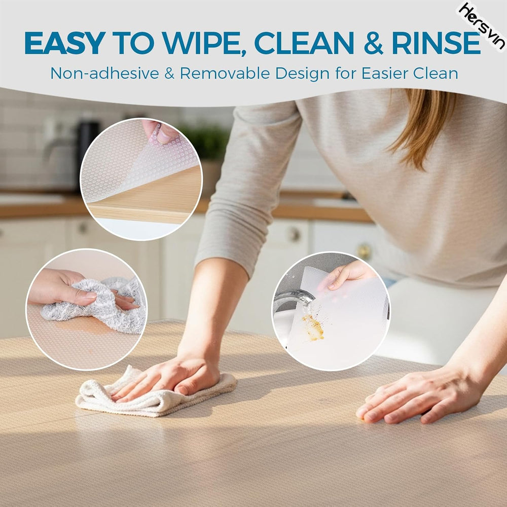 Hersvin Shelf Liner, 26 in x20 ft Non-Adhesive Drawer Liners EVA Kitchen Cupb...