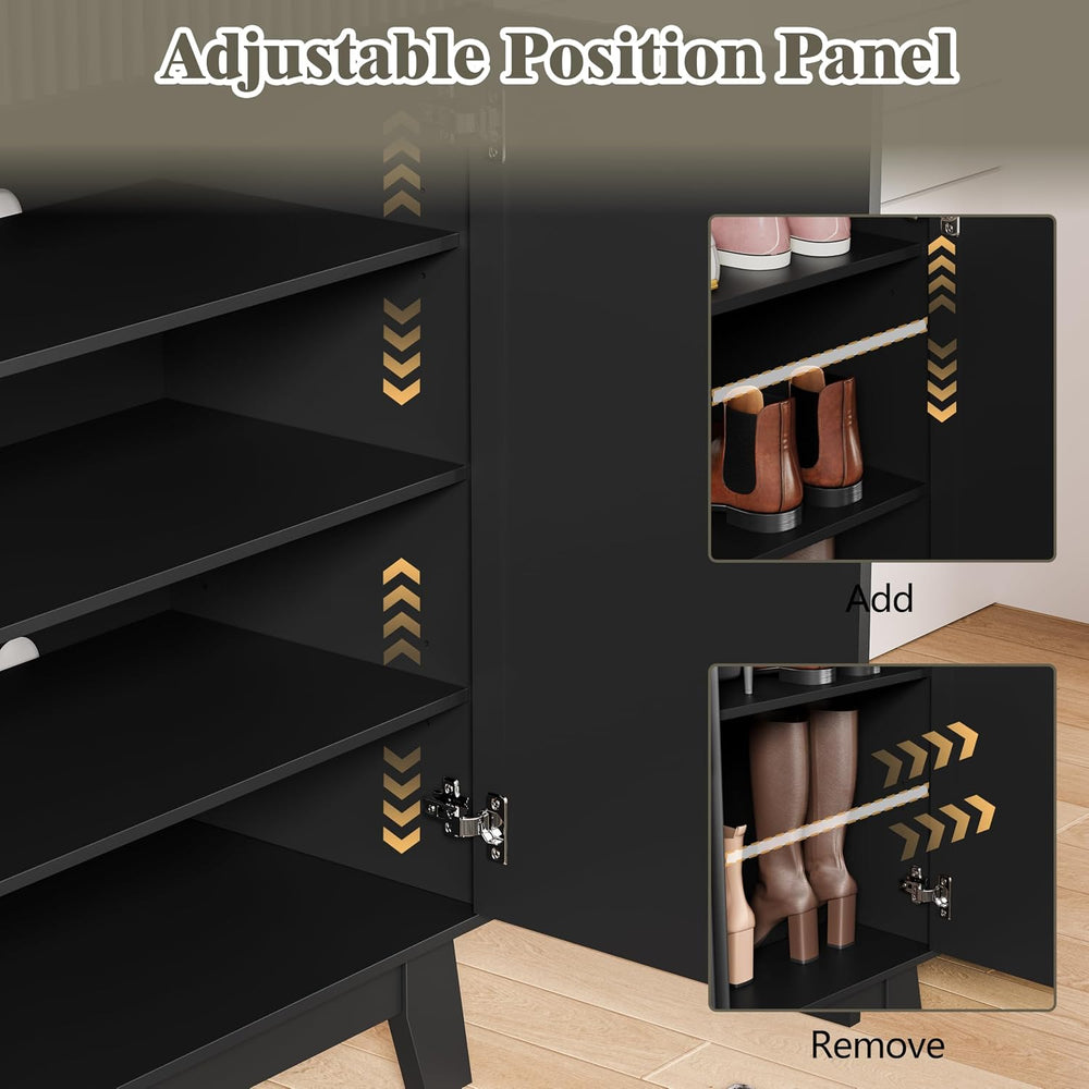 HUANLEGO Shoe Cabinet Storage for Entryway with Doors, Black