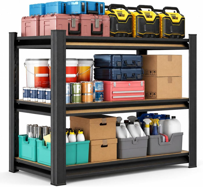 Heavy Duty Garage Shelving, Metal Storage Shelves, 3 Tier Adjustable Storage Shelves, Metel Shelving, Industrial Utility Rack for Garage, Warehouse, Workshop,31.5" H×34" W×18" D