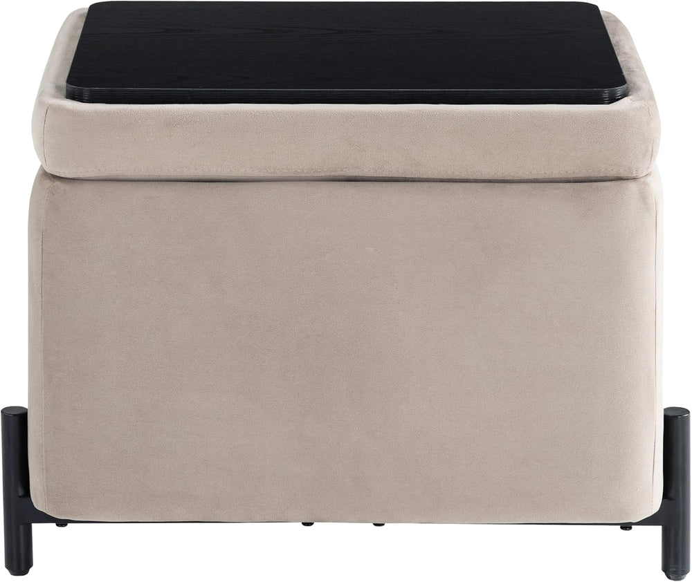 Studio Living® Connor 24" Small Storage Ottoman, Modern Boho, Matte Blac...