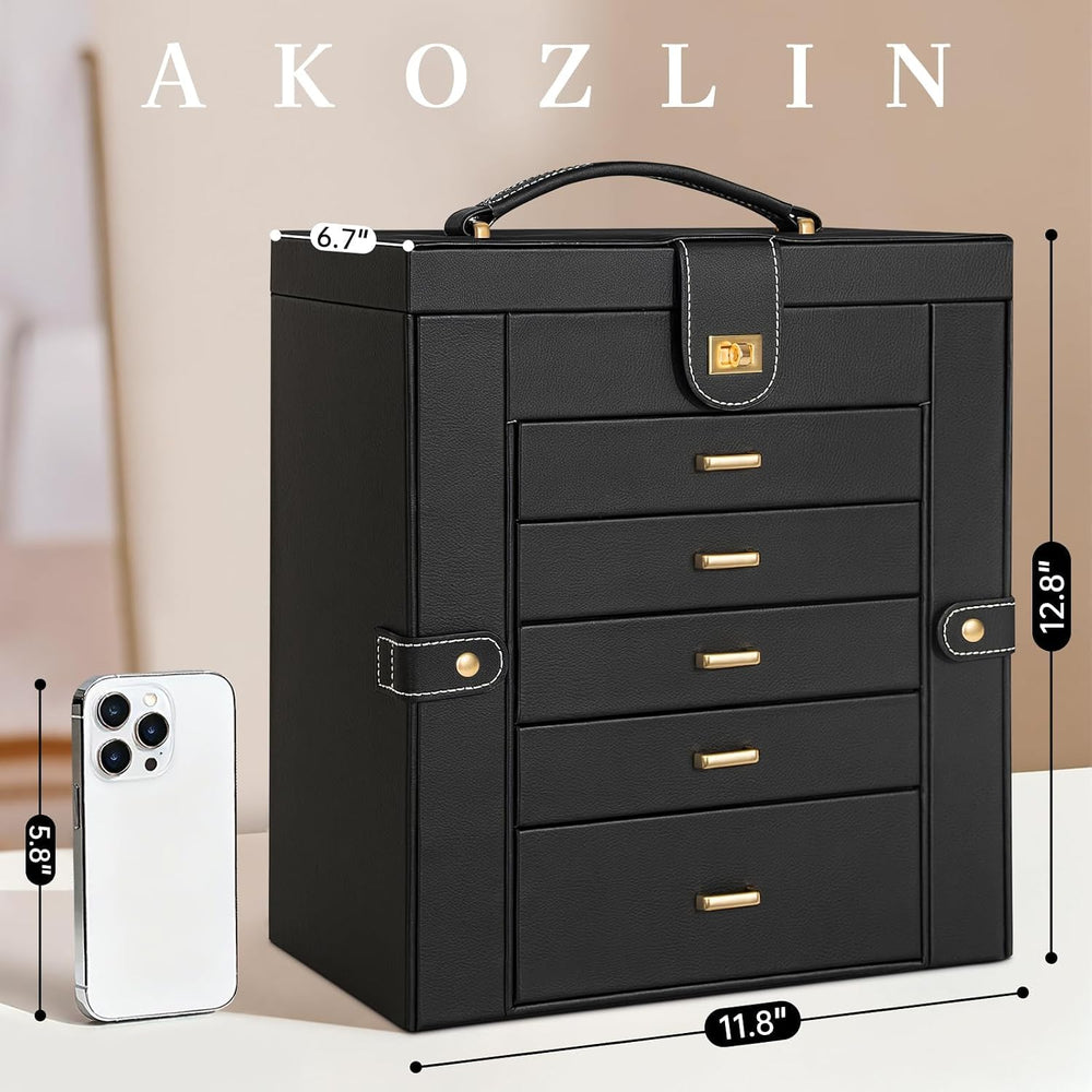 AKOZLIN 6-Tier Jewelry Box Organizer 5 Drawers Jewelry Storage Case
