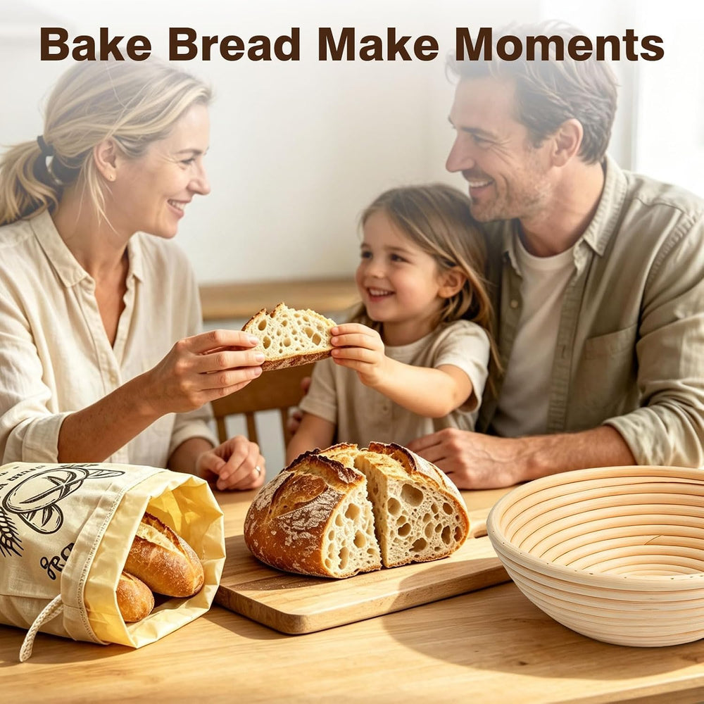 2-Pack Banneton Bread Proofing Basket with Beeswax Bread Bag & 4pcs liners