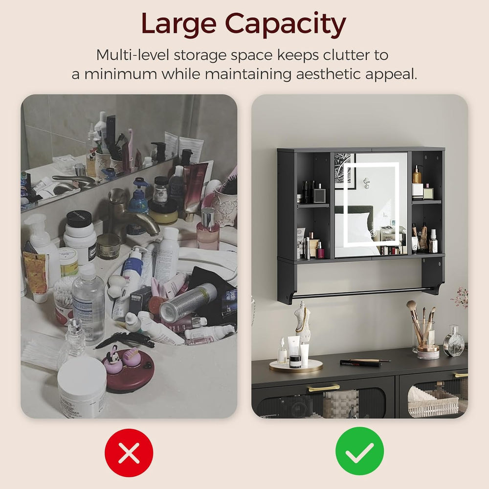MAHANCRIS Bathroom Wall Cabinet with Mirror, Wall Mounted Medicine Cabinet wi...