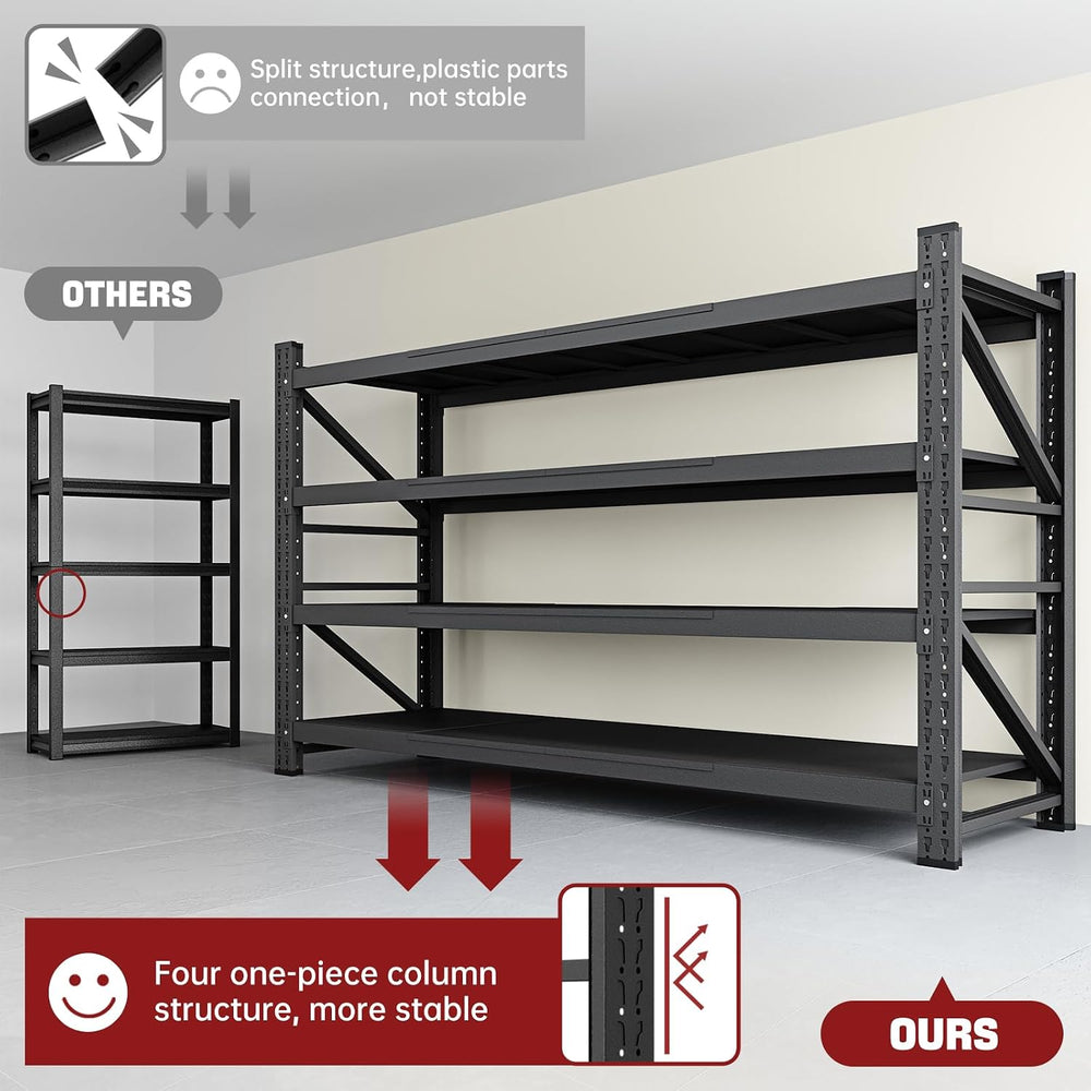 RAVIGIN 8000LBS Storage Shelves, 68" W Garage Shelving Heavy Duty Metal ...