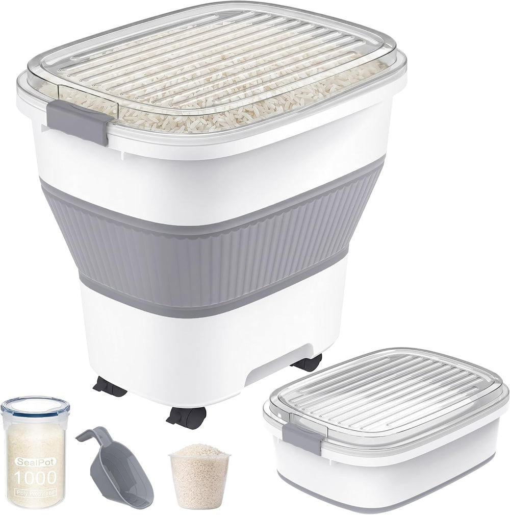 50 Lbs Rice Container, Collapsible Dog Food Storage Container