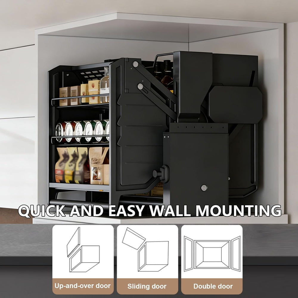Double-Body Top Cabinet Lift Basket Pull Down Shelf Cabinet Organizer Removab...